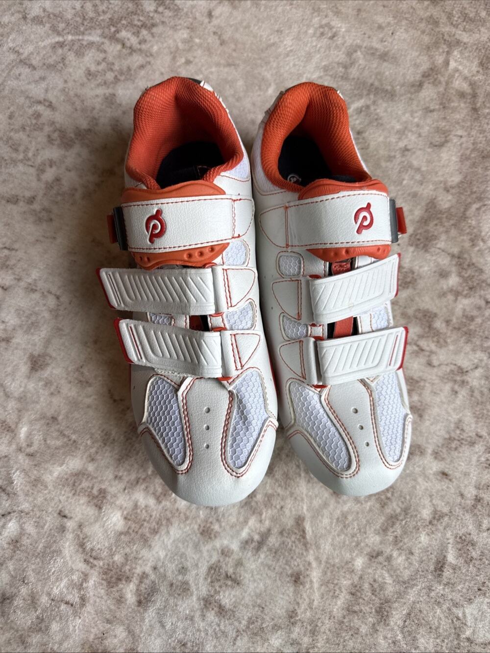 Peloton Cycling Shoes Women’s US 6.5 EU 39 White Orange 3-Bolt One Cleat